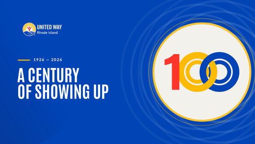 Centennial background: the 100 mark on a cream medallion, rings rippling out across blue