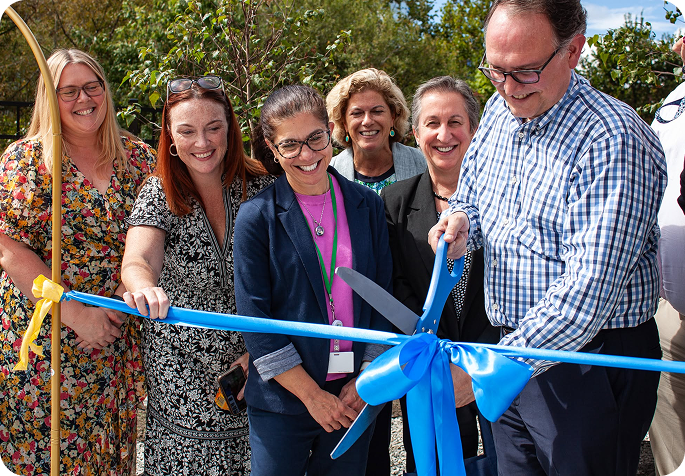 Nonprofit leaders at a ribbon-cutting ceremony
