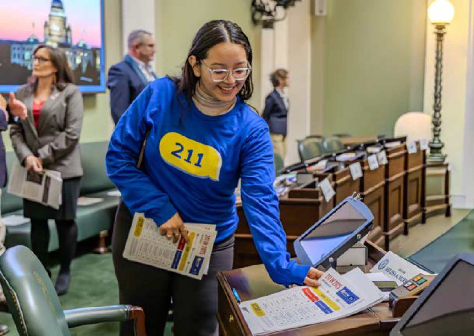 A 211 advocate at the Rhode Island State House